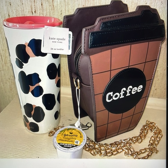 Handbags - Kate spade tumbler nwt & Coffee Crossbody vegan bag New with chain
